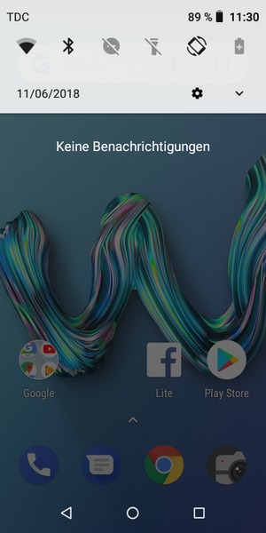 Ziehen Sie erneut das obere Menü nach unten