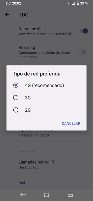 Seleccione la opción deseada