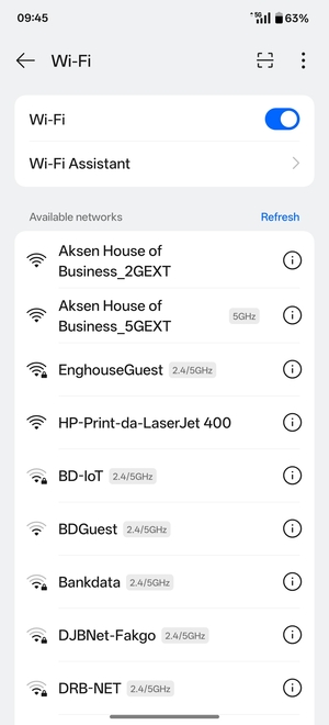 Select the wireless network you want to connect to
