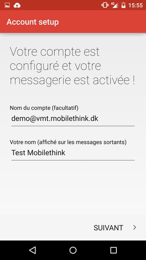 Donnez un nom à votre compte et saisissez votre nom. Sélectionnez SUIVANT