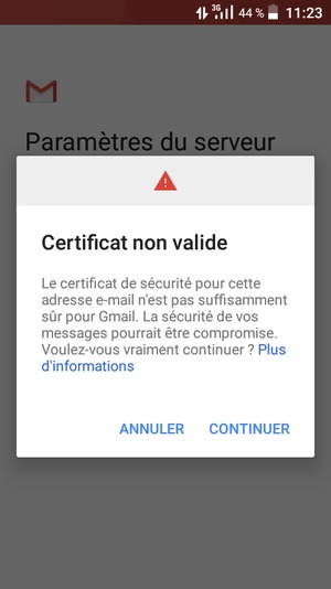 Sélectionnez CONTINUER
