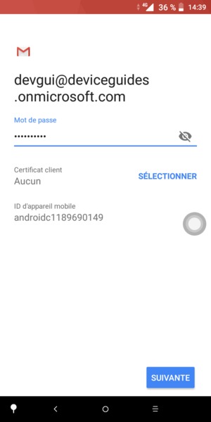 Saisissez votre mot de passe et sélectionnez SUIVANTE