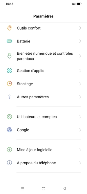 Faites défiler et sélectionnez Mise à jour logicielle