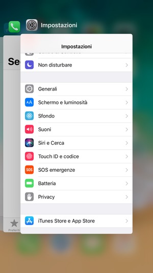 Apparirà un menu