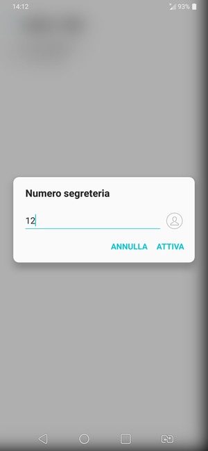 Inserisci Numero segreteria e seleziona ATTIVA