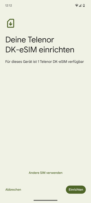 Wählen Sie Einrichten
