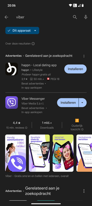 Selecteer de app