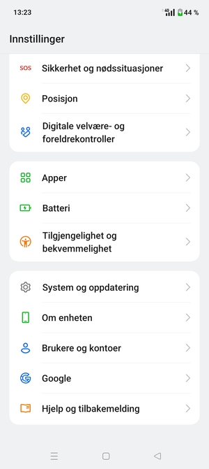 Bla til og velg System og oppdatering