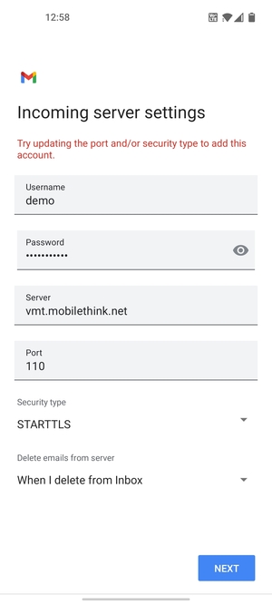 Select Security type