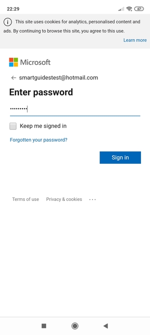 Enter your  Hotmail password and select Sign in