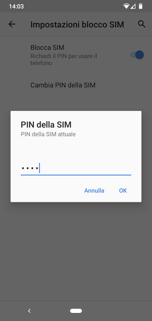 Inserisci PIN della SIM attuale e seleziona OK