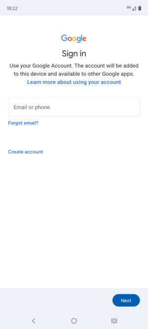 Enter your Gmail address and select Next