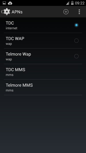 Select the Internet access point
