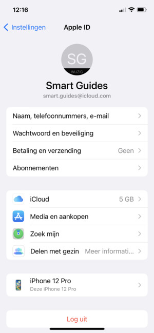 Selecteer iCloud