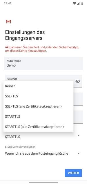 Wählen Sie Keiner und WEITER