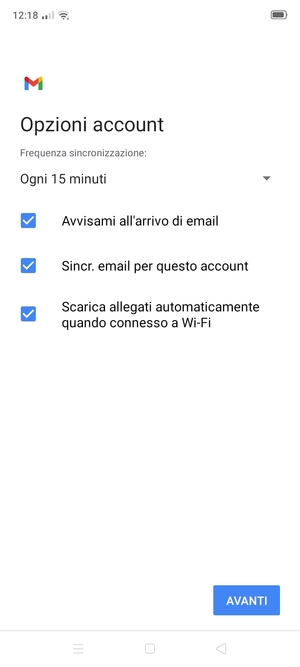 Seleziona AVANTI