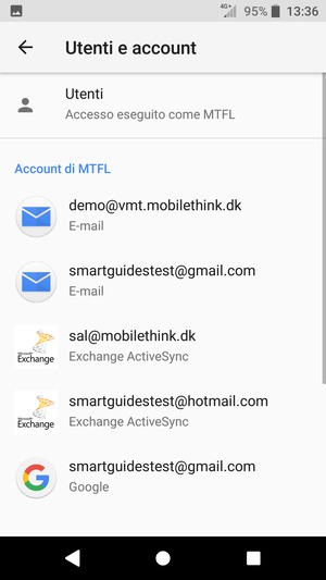 Seleziona il tuo account Google