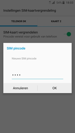 Voer uw Nieuwe SIM pincode in en selecteer OK