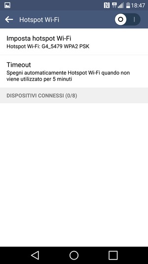 Seleziona Imposta hotspot Wi-Fi