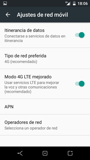 Activar o desactivar Itinerancia de datos