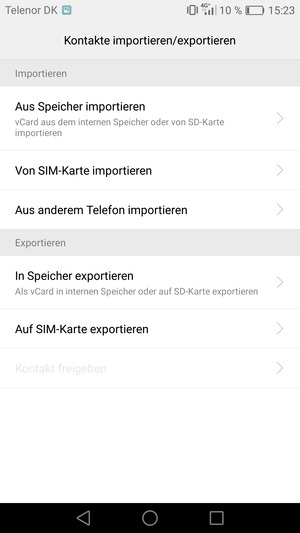 Wählen Sie Von SIM-Karte importieren