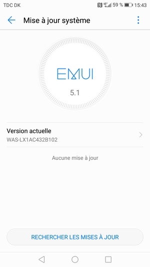 Si votre téléphone est à jour, vous verrez l'écran suivant