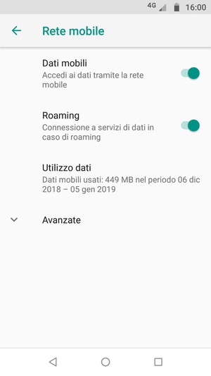 Attiva o disattiva Roaming
