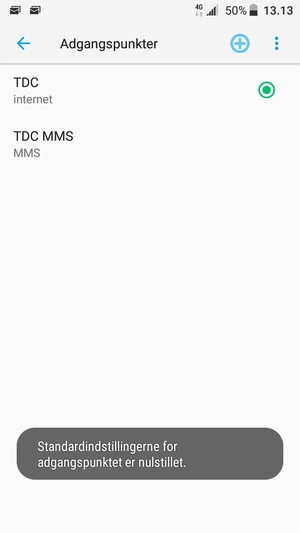 Din telefon vil nulstille til standard internet- og MMS-indstillinger