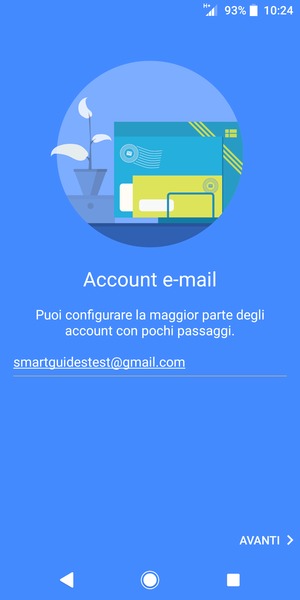 Inserisci il tuo indirizzo Gmail e seleziona AVANTI