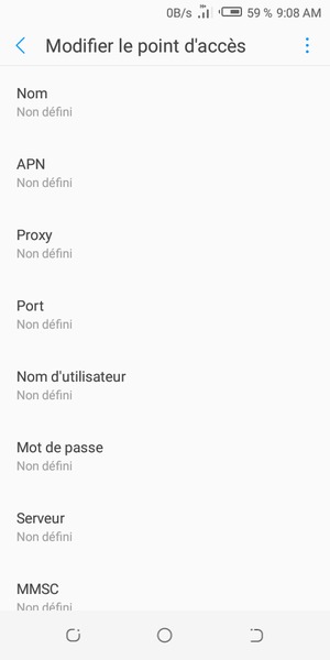 Saisissez les informations Internet