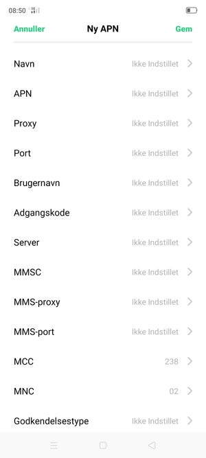 Indtast internet-oplysninger