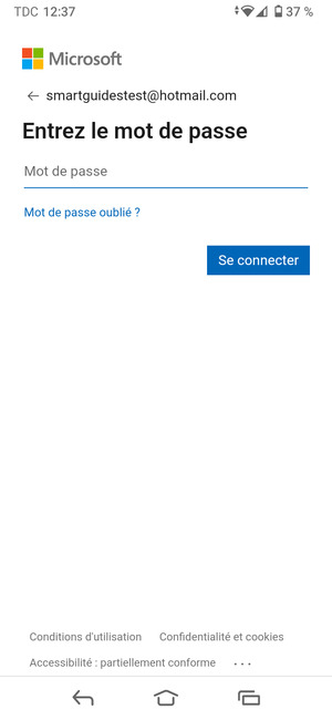 Saisissez votre mot de passe et sélectionnez Se connecter