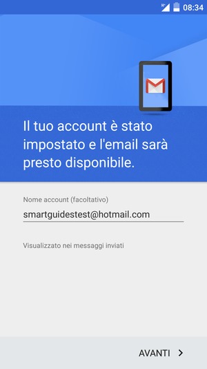 Scegli un nome per il tuo account e seleziona AVANTI