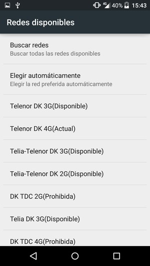 Seleccione un operador de red de la lista