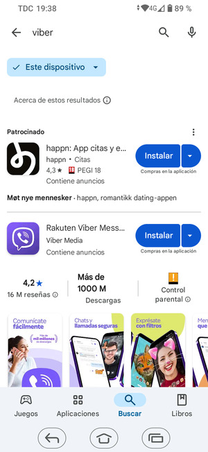 Seleccione la aplicación