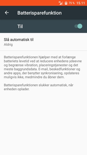 Aktiver Batterisparefunktion