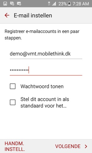 Voer uw e-mailadres en wachtwoord in. Selecteer VOLGENDE