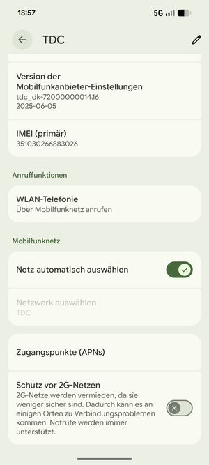 Scrollen Sie und wählen Sie Zugangspunkte (APNs)