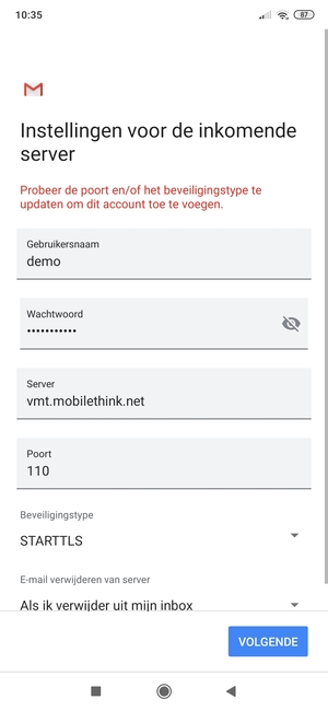 Selecteer Beveiligingstype