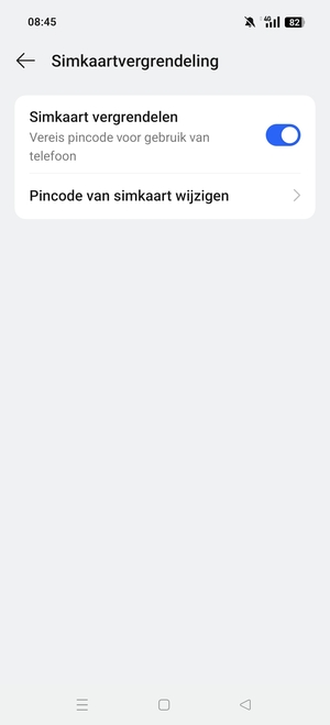 Selecteer Pincode van simkaart wijzigen
