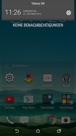 Schieben Sie erneut das obere Menü nach unten