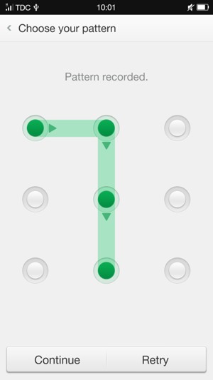 Draw an unlock pattern and select Continue