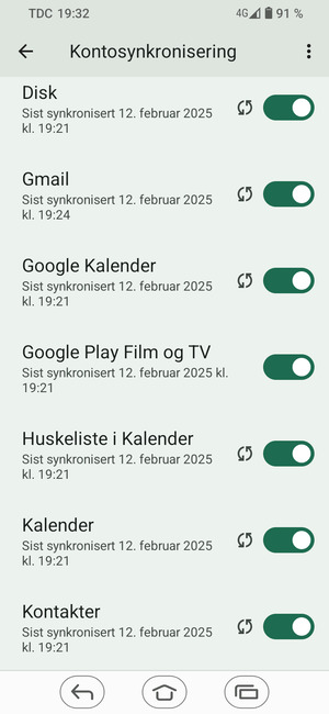 Forsikre deg om at Kontakter er valgt