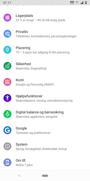 Scroll til og vælg Konti