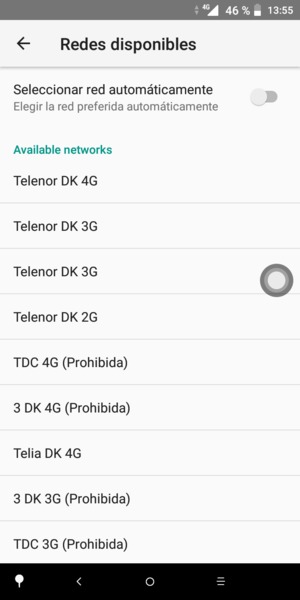 Seleccione un operador de red de la lista