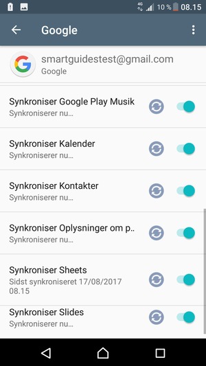 Dine kontakter fra Google vil nu blive synkroniseret til din Xperia