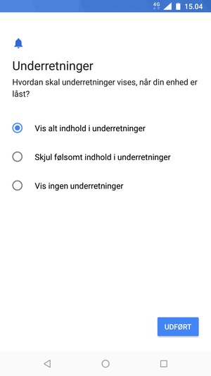 Vælg din foretrukne mulighed og vælg UDFØRT