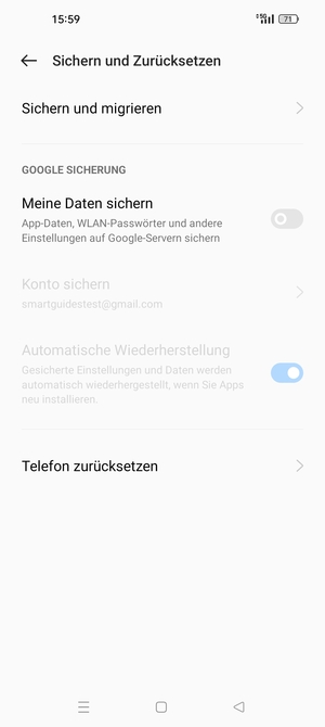 Schalten Sie Meine Daten sichern ein