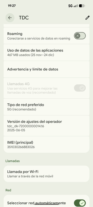 Desplácese y seleccione Tipo de red preferido