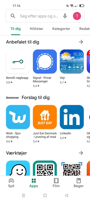 Vælg søgefeltet
